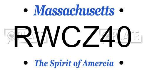 RWCZ40 Massachusetts License Plate