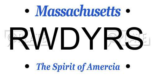 RWDYRS Massachusetts License Plate