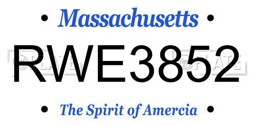 RWE3852 Massachusetts License Plate