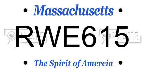 RWE615 Massachusetts License Plate