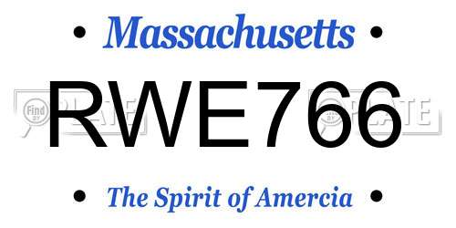 RWE766 Massachusetts License Plate