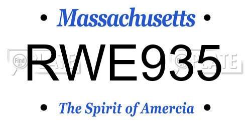 RWE935 Massachusetts License Plate