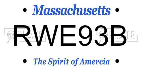 RWE93B Massachusetts License Plate