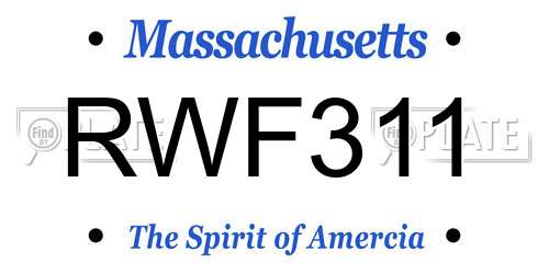RWF311 Massachusetts License Plate