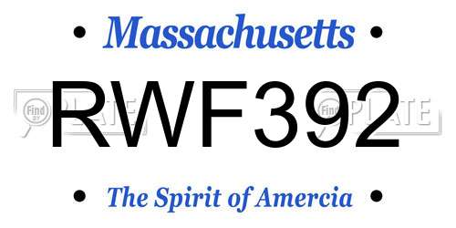 RWF392 Massachusetts License Plate