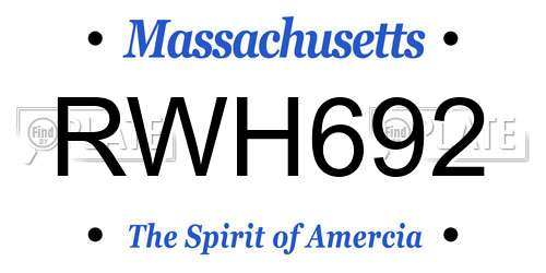 RWH692 Massachusetts License Plate