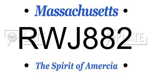 RWJ882 Massachusetts License Plate