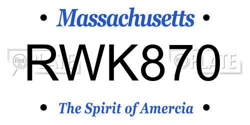 RWK870 Massachusetts License Plate
