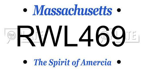 RWL469 Massachusetts License Plate