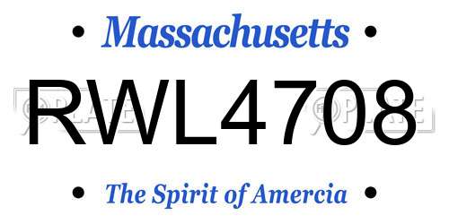 RWL4708 Massachusetts License Plate