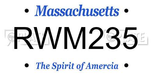 RWM235 Massachusetts License Plate