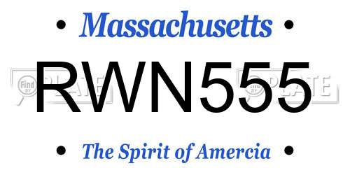 RWN555 Massachusetts License Plate