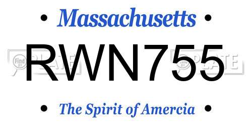 RWN755 Massachusetts License Plate