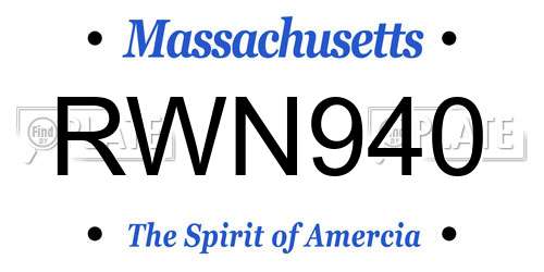 RWN940 Massachusetts License Plate