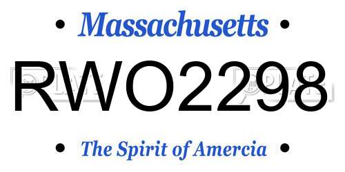 RWO2298 Massachusetts License Plate