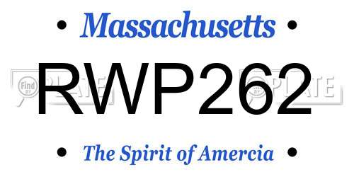 RWP262 Massachusetts License Plate