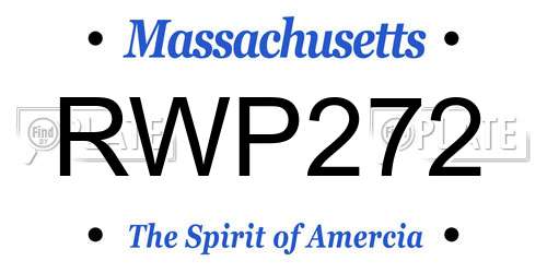 RWP272 Massachusetts License Plate