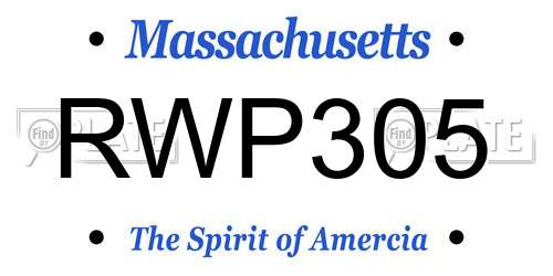 RWP305 Massachusetts License Plate