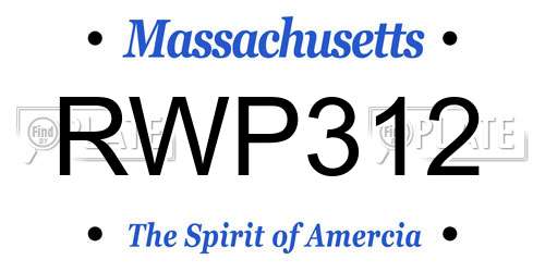 RWP312 Massachusetts License Plate