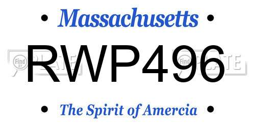 RWP496 Massachusetts License Plate