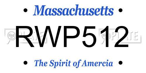 RWP512 Massachusetts License Plate