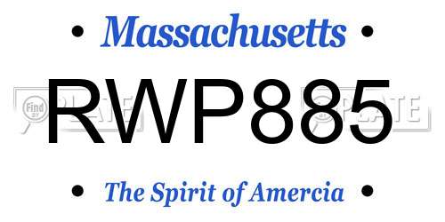 RWP885 Massachusetts License Plate