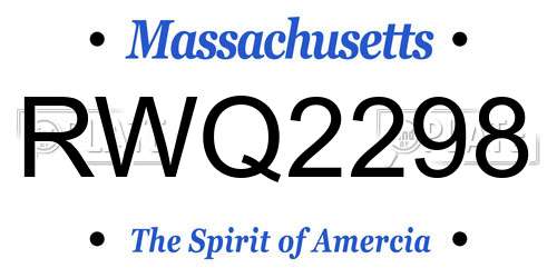 RWQ2298 Massachusetts License Plate