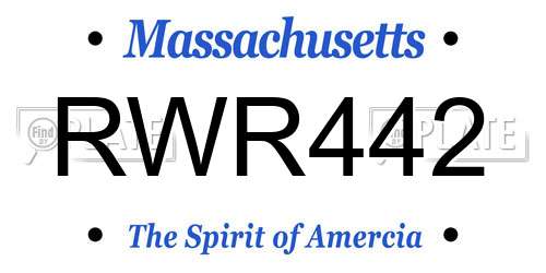 RWR442 Massachusetts License Plate