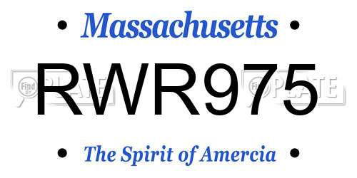 RWR975 Massachusetts License Plate