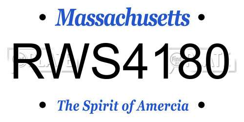 RWS4180 Massachusetts License Plate