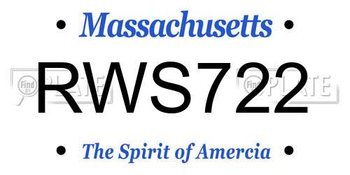 RWS722 Massachusetts License Plate