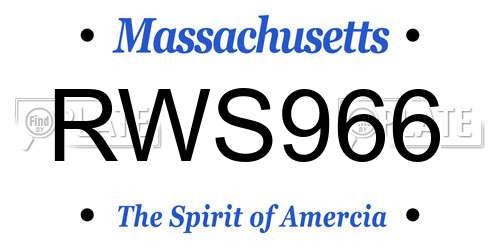 RWS966 Massachusetts License Plate