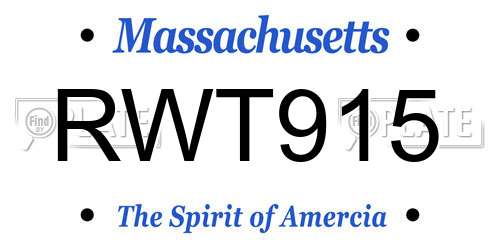 RWT915 Massachusetts License Plate