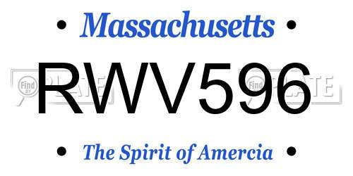 RWV596 Massachusetts License Plate