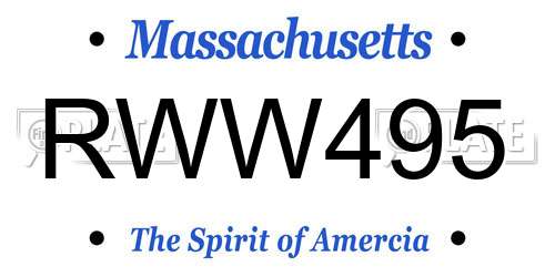 RWW495 Massachusetts License Plate