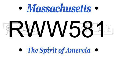 RWW581 Massachusetts License Plate