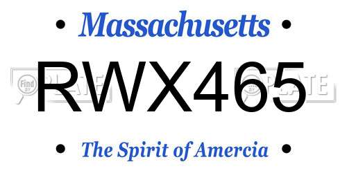 RWX465 Massachusetts License Plate