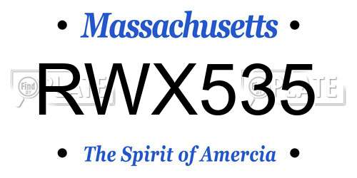 RWX535 Massachusetts License Plate