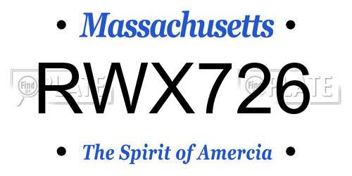 RWX726 Massachusetts License Plate