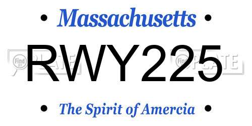 RWY225 Massachusetts License Plate