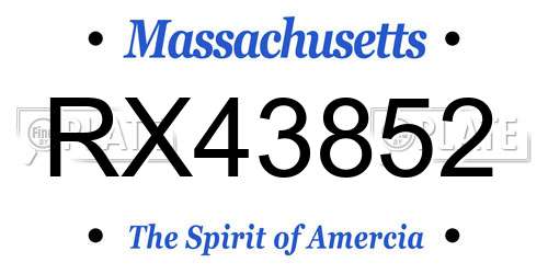 RX43852 Massachusetts License Plate