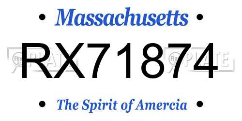 RX71874 Massachusetts License Plate