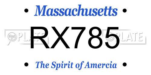 RX785 Massachusetts License Plate