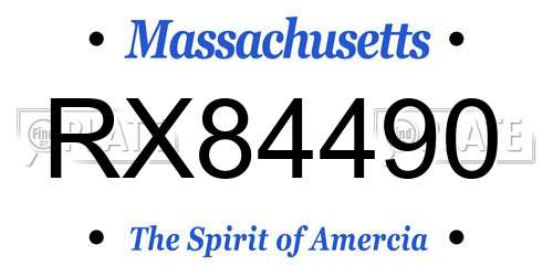 RX84490 Massachusetts License Plate