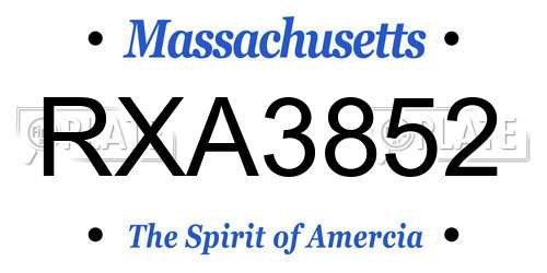 RXA3852 Massachusetts License Plate