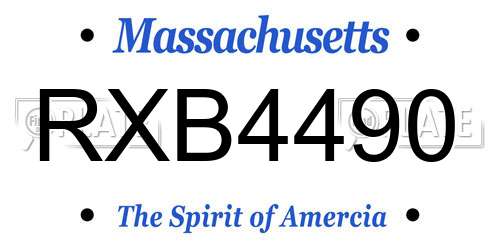 RXB4490 Massachusetts License Plate