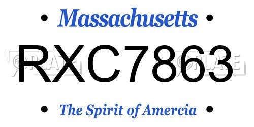 RXC7863 Massachusetts License Plate