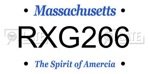 RXG266 Massachusetts License Plate