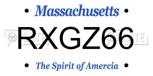 RXGZ66 Massachusetts License Plate