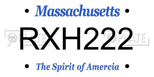 RXH222 Massachusetts License Plate